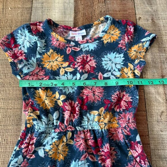 LuLaRoe Girls Floral Dress Size 6 Blue/Multicolor Polyester/Spandex - Picture 2 of 6